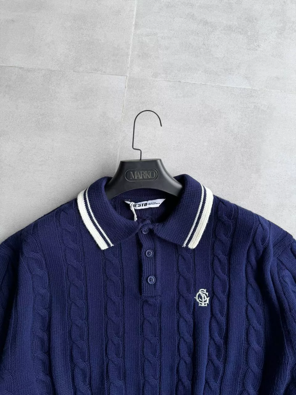 بافت یقه دار GİESTO برند GİESTO رنگ سرمه ای