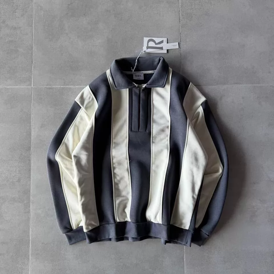 دورس رینگر نیم زیپ برند رترو رنگ طوسی