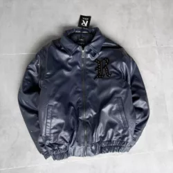 بایکر سرمه ای چرم میخی برند ریترو