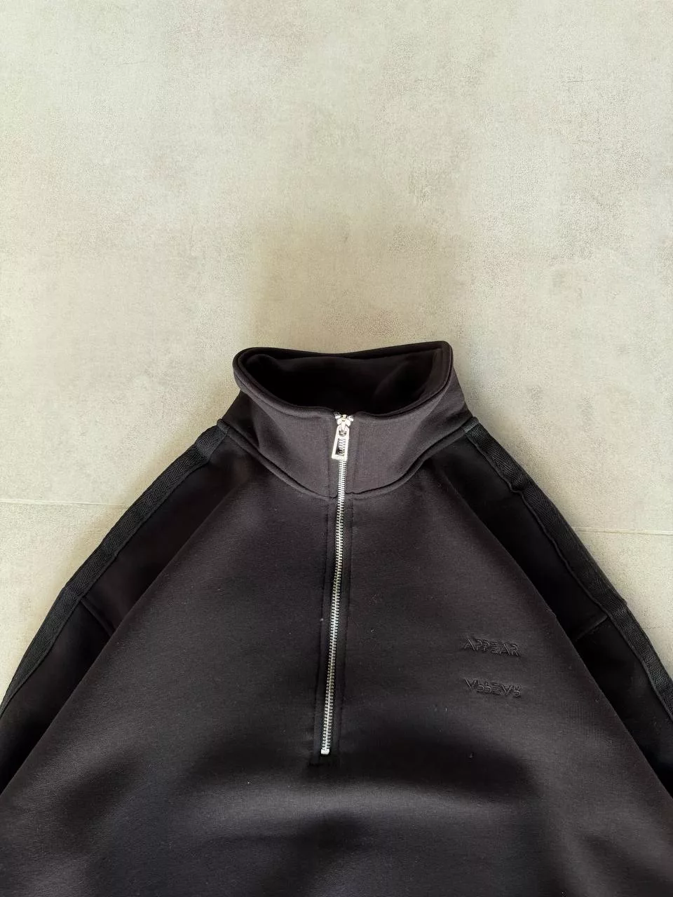 دورس نیم زیپ نوار دار بیسیک برند رترو رنگ مشکی