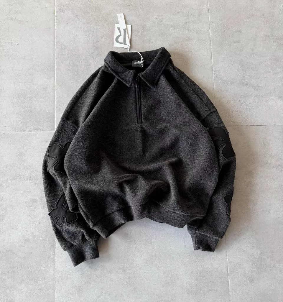 دورس یقه دار آستین گلدوزی برند رترو رنگ مشکی