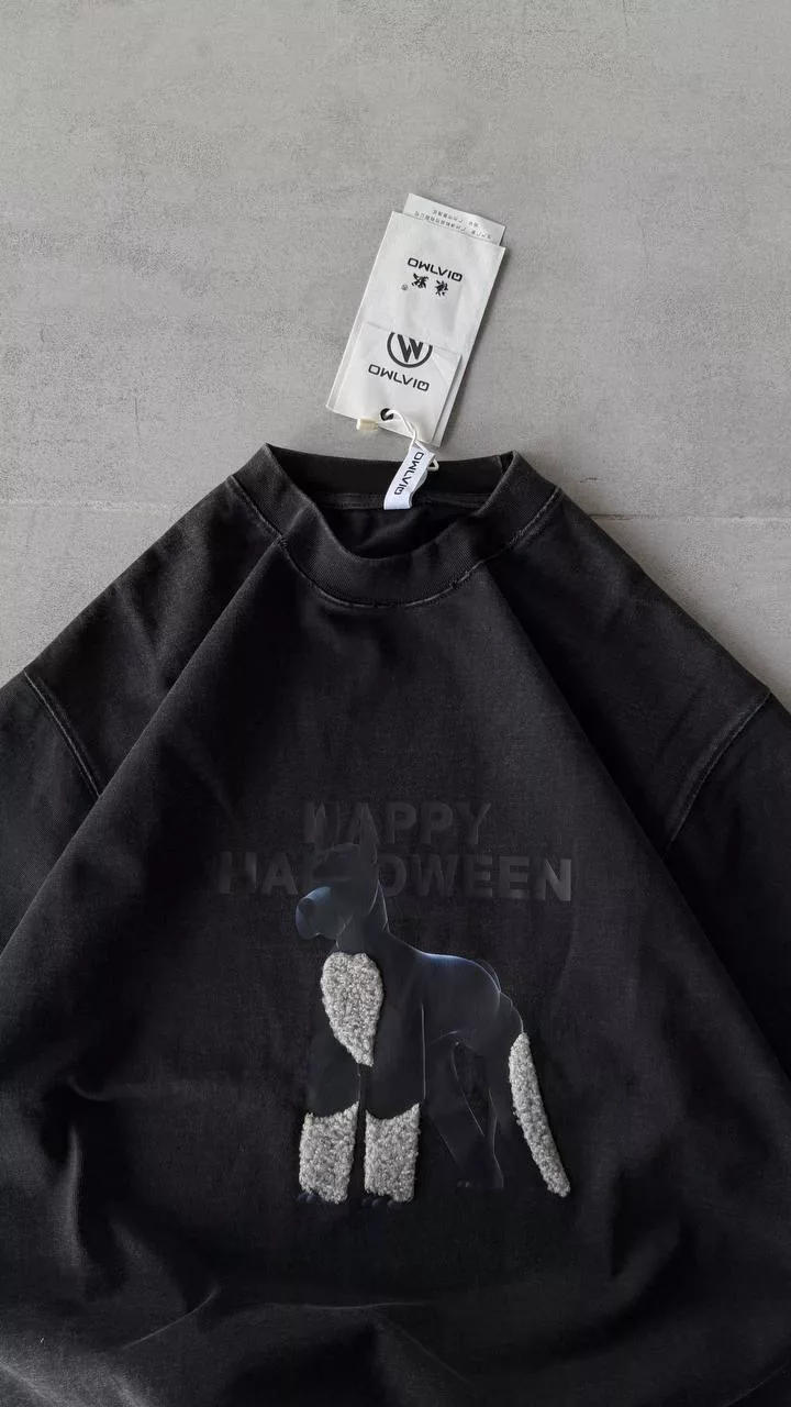 تیشرت طرح happy ween رنگ ذغالی