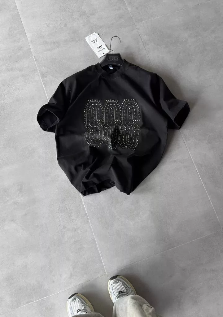 تیشرت طرح 3S نگین دار رنگ مشکی