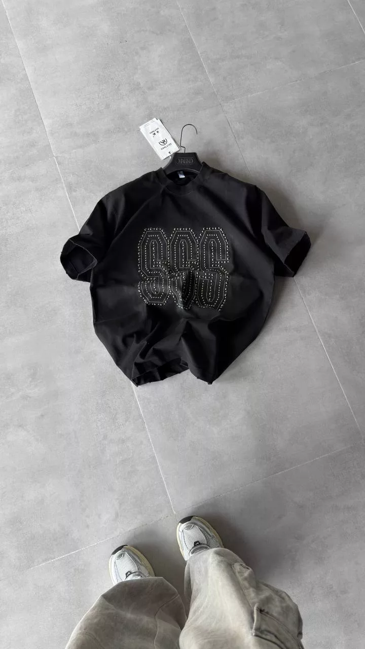 تیشرت طرح 3S نگین دار رنگ مشکی