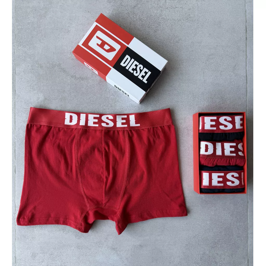 شورت پادار برند diesel نوار قرمز سه رنگ