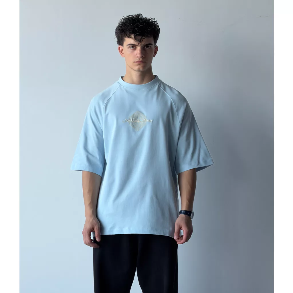 تیشرت مدل (م) عبری برند polize رنگ آبی روشن
