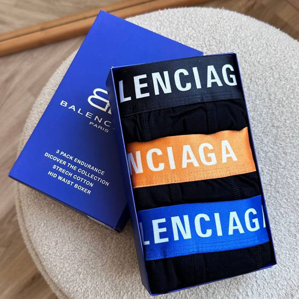 پک مشکی سه عددی شورت مردانه   balenciaga بالانسیاگا پک آبی