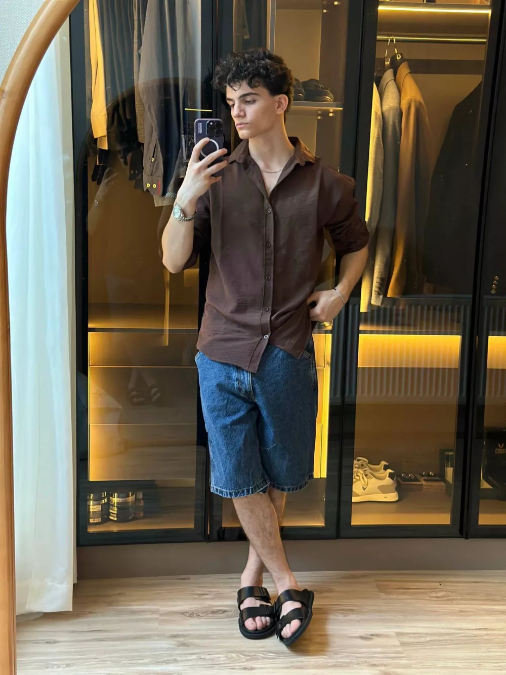 پیراهن مردانه لینن – SNAZZY -قهوه ای