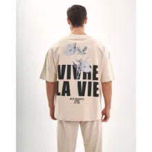 تیشرت مکانیک کرمی   مدل زندگی کن!  vivre la via